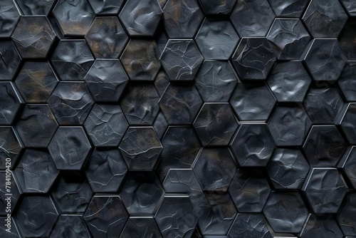 polished black 3d hexagonal tile wallpaper with futuristic geometric pattern digital ilustration