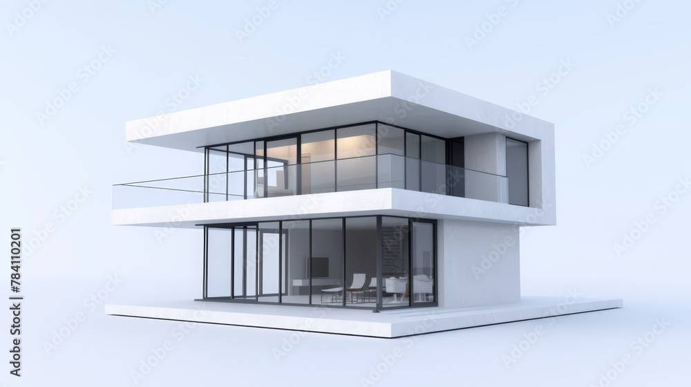 Abstract 3d render of an isolated building AI generated illustration Abstract 3d render of an isolated building AI generated illustration
