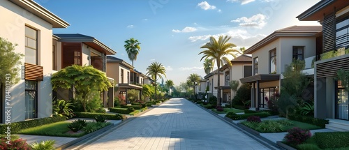 Serene Suburban Lane. Concept Nature Walk, Countryside Bliss, Peaceful Pathway