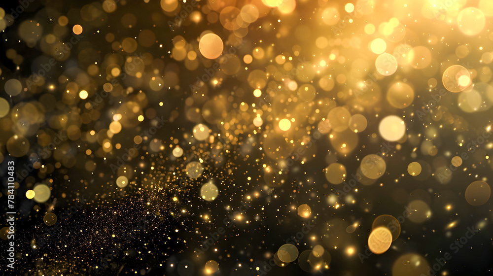 Gold Confetti and Bokeh Lights in a Luxurious Black and Gold Style Gold Confetti and Bokeh Lights in a Luxurious Black and Gold Style