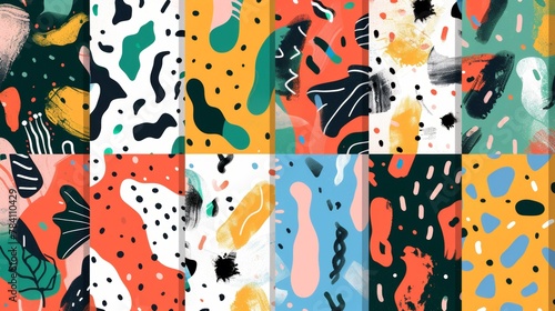 Abstract patterns in a bold color palette AI generated illustration