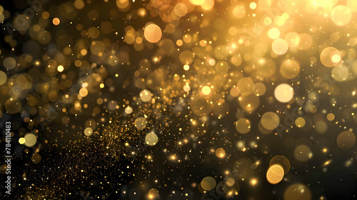 Gold Confetti and Bokeh Lights in a Luxurious Black and Gold Style