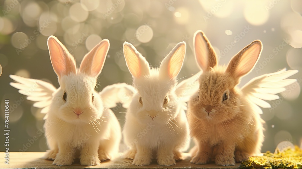 Adorable bunnies with wings AI generated illustration Adorable bunnies with wings AI generated illustration