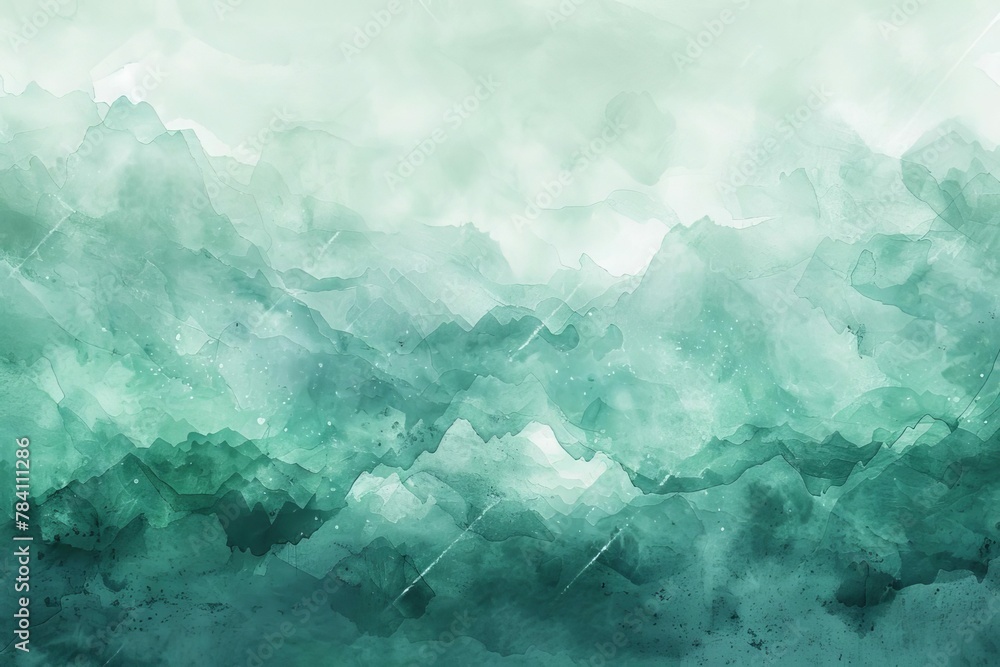 serene abstract teal and green watercolor background with soft blended colors and organic shapes digital ilustration