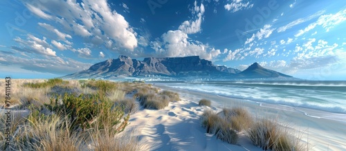 Breathtaking Coastal Landscape with Majestic Table Mountain in the Distance South Africa s Natural Wonder