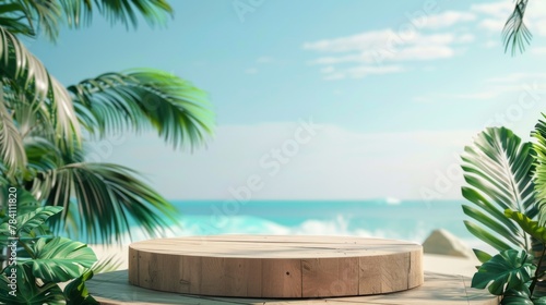 Tropical style platform with ocean in background