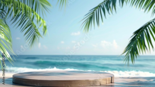 Tropical style platform with ocean in background