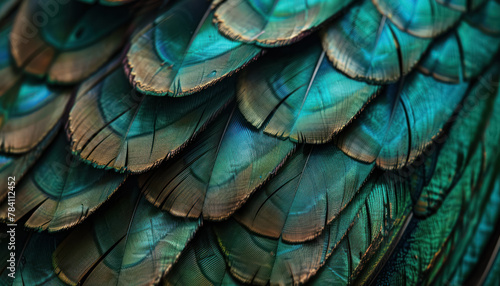 Wallpaper Mural layered peacock feather texture in closeup for natural background Torontodigital.ca