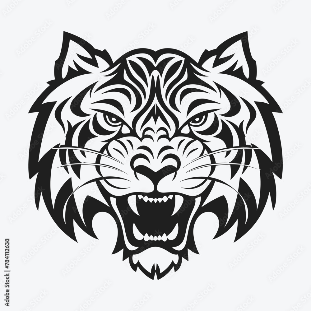 screaming tiger head tribal vector tattoo design screaming tiger head tribal vector tattoo design