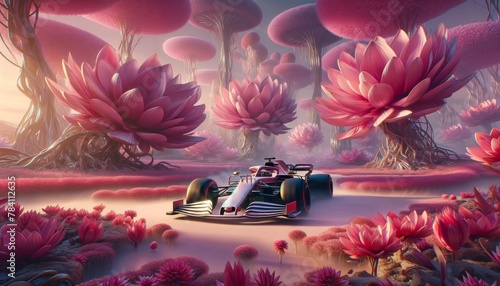 Formula One car surrounded by beautiful flowers. ©  valentinaphoenix