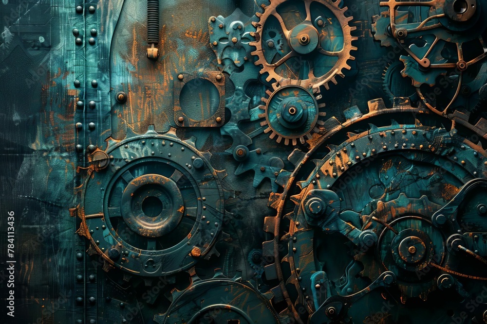 vintage steampunk gears and clockwork mechanism retro industrial background illustration