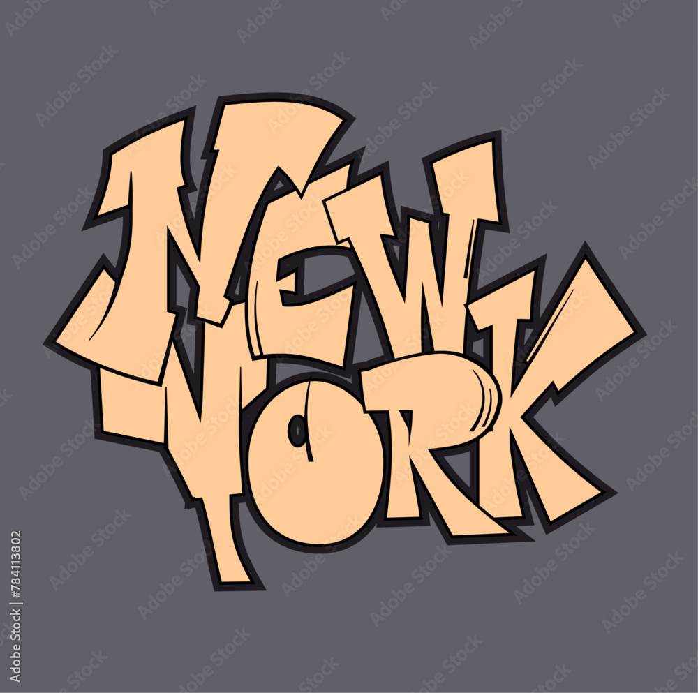 New York City graffiti style hand drawn lettering. Street art design ...