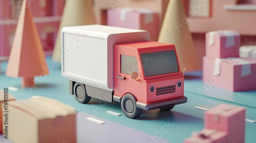 Bold and graphic 3d render of a delivery service concept   AI generated illustration