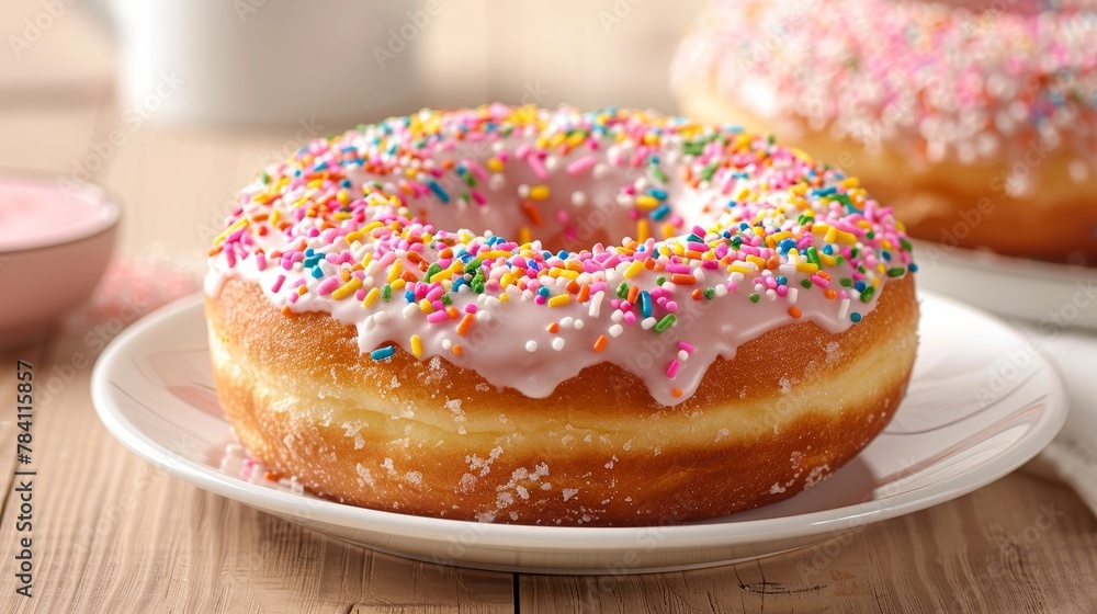 Delightful donut with sprinkles AI generated illustration Delightful donut with sprinkles AI generated illustration