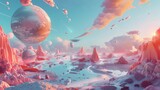 Dynamic 3d art showcasing flying objects in a surreal aesthetic   AI generated illustration