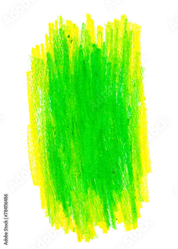 Zielona plama pędzla farba akrylowa. Rozmazany abstrakcyjny kształt plamy i rozmazów z teksturą. Wyodrębniona z tła. 
