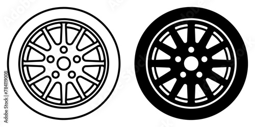 ofvs579 OutlineFilledVectorSign ofvs - wheel tire vector icon . isolated transparent . black outline filled version . AI 10 / EPS 10 . g11922