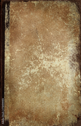 Antique Vintage Brown Beige Worn Torn Loved Travelled Green Book Cover Texture Background 