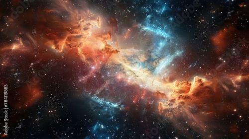 Captivating Cosmic Odyssey A Spectacular Interstellar Landscape of Swirling Nebulae and Brilliant Stars