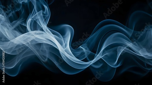 blue smoke creating waves and patterns against a black background