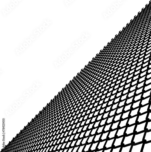 Wired Metal Fence Mesh Vector. Pattern Texture Of Steel Wire Grid Isolated On White Transparent Background. 3d Aluminum Grate For Jail Cage. Safety Barrier.