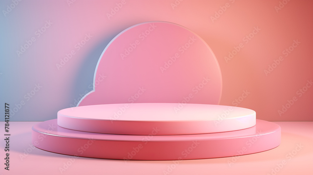 Fototapeta premium Pink podium with a pink background.