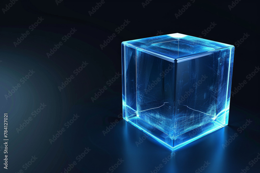 An isolated 3D transparent cuboid