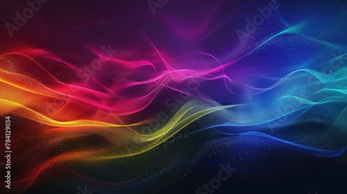 Dark grainy color gradient wave background, purple red yellow blue green colors banner poster cover abstract design