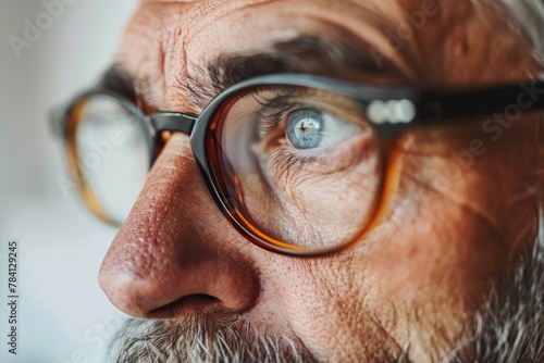 Age-related vision changes and how to manage them. Senior man in glasses