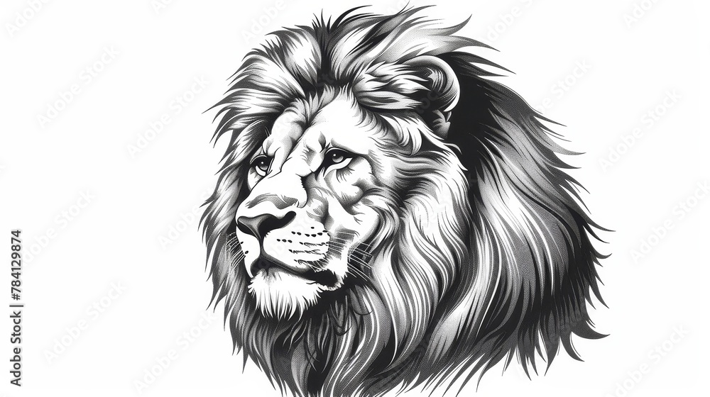 Obraz premium A grayscale image of a lion's face in profile.