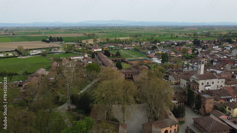 Obraz premium Castello di Piovera park panorama from drone, Alessandria, Piedmont, Italy