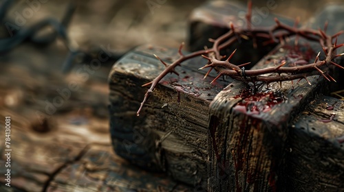 Wallpaper Mural wooden cross and crown of thorns Torontodigital.ca