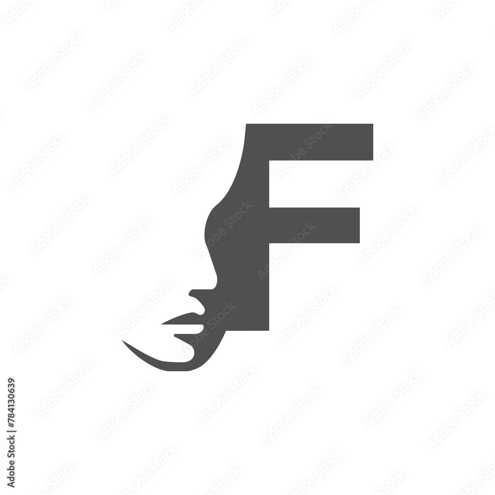 the logo consists of the letter F and face. Abstract motive, Fill and elegant. the logo consists of the letter F and face. Abstract motive, Fill and elegant.