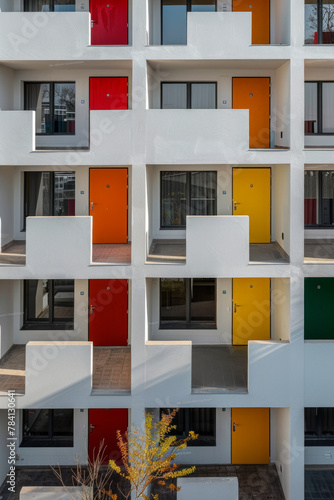 A flat with colorful doors