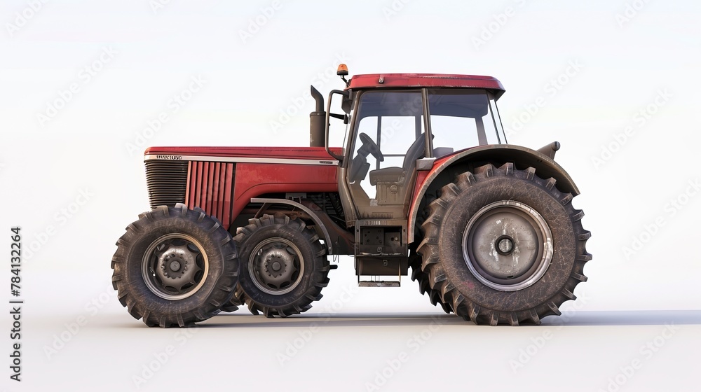 A straightforward farm tractor design is showcased over a white background, emphasizing simplicity in its presentation