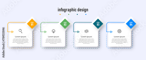 Infographics design business template. timeline with 4 steps or options. can be used for workflow diagram, info chart, web design. vector illustration.