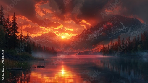 Fiery Mountain Sunset © Henry