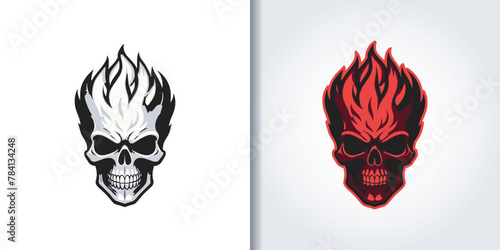 skull fire logo set