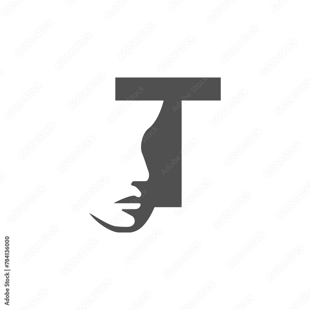 the logo consists of the letter T and face. Abstract motive, Fill and elegant. the logo consists of the letter T and face. Abstract motive, Fill and elegant.