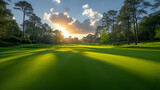 Golf course - tournament - country club - pristine - well-manicured - sunset - golden hour - links - green - fairway - tee 