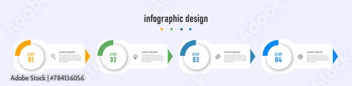 Infographics design template timeline with 4 steps or options. can be used for workflow diagram, info chart, web design. vector illustration.