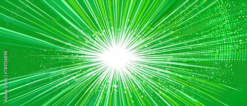 Abstract green rays background with halftone. Sunburst abstract background. Pop art comics book cartoon magazine style.