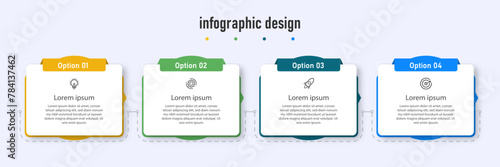 Infographics design template timeline with 4 steps or options. can be used for workflow diagram, info chart, web design. vector illustration.