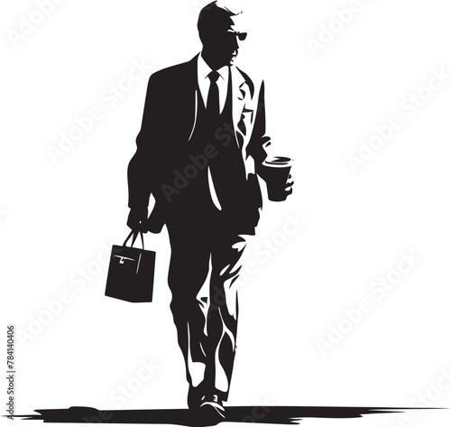 Professional Path Corporate Stride Icon Briefcase Trek Businessman Walking with Purpose