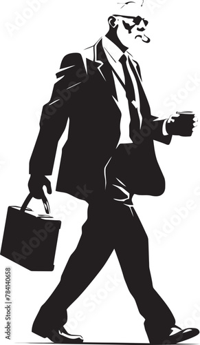 Executive Path Businessmans Route Emblem Suitcase Odyssey Corporate Journey Icon