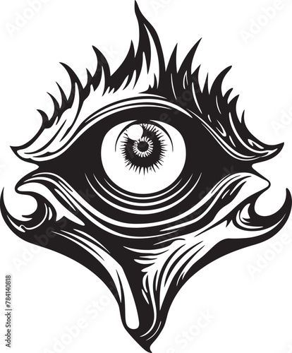 Malevolent Vision Sinister Eyeball Emblem Diabolic Stare Infernal Hand Icon
