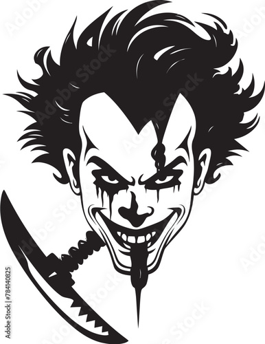 Haunting Harlequin Eerie Clown Emblem Macabre Jester Creepy Clown Symbol