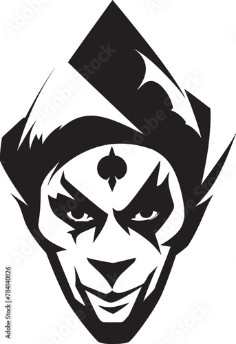 Nightmare Carnival Spooky Clown Vector Icon Haunting Harlequin Eerie Clown Emblem