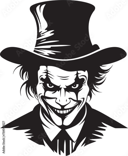 Shadow Circus Sinister Clown Logo Menacing Mime Chilling Clown Vector