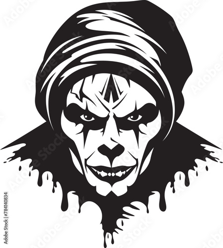 Ghostly Grin Eerie Clown Logo Design Phantom Performer Creepy Clown Symbol